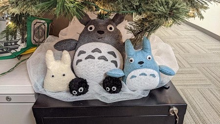 Totoro characters under Christmas tree