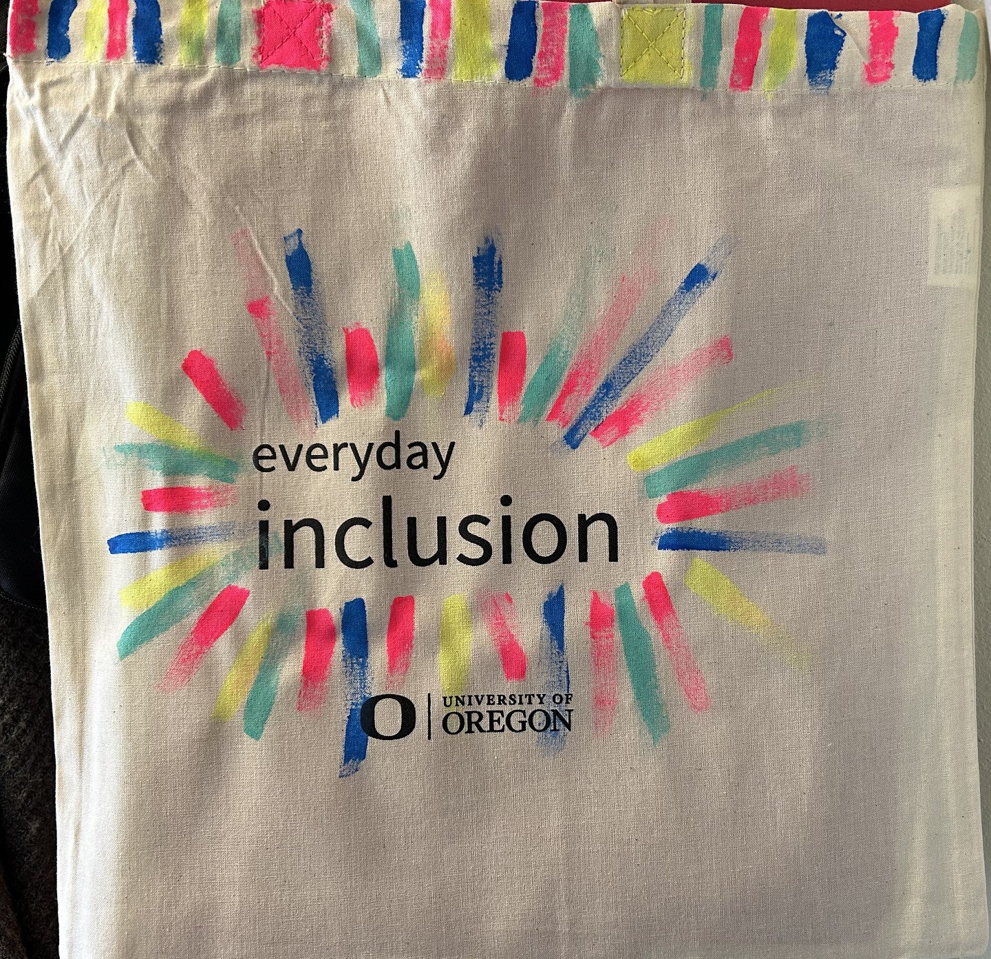 Everyday Inclusion tote bag with explosions of color