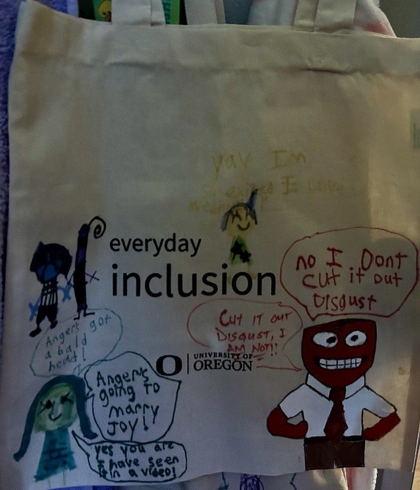 Everyday Inclusion bag decorated with Inside Out figures