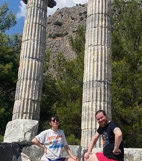 Sara and Carey at the temple of Athena in Priene, an ancient city of Ionia