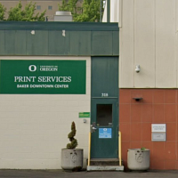 UO Print Services entrance of the Baker Downtown Center