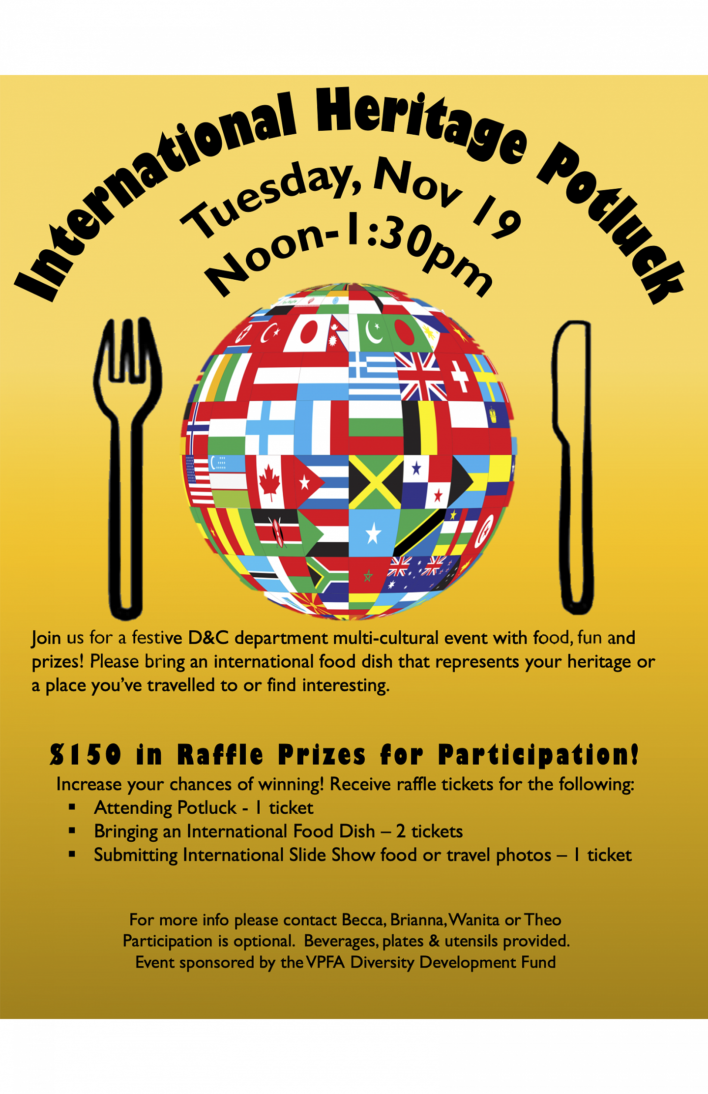 Flyer from the International Heritage Potluck
